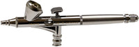 Custom micras B aerógrafo (Icm 2002) versión 2 por Iwata, cuenta con un gatillo de forma cuadrada, corona Cap cubierta en extremo del mango, .18, aguja y boquilla, color plateado - Arteztik
