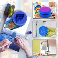 Esponja aplicadora de pintura circular Canisto, esponjas de acuarela azul y negro para detalles de coche, cepillo de llanta perfecto para pintura, manualidades, cocina, 3.15 pulgadas x 1.9 pulgadas (4 unidades) - Arteztik
