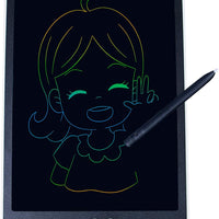 CuFun Tableta de escritura LCD borrable parcialmente 12 pulgadas grande pantalla colorida dibujo pad para niños garabatos electrónicos digital educativo tableta portátil tablero de garabatos (negro) - Arteztik