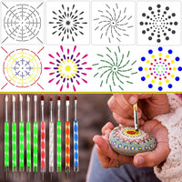 Mandala Dotting Tools, ZALALOVA 42 pcs Dotting Tools Kits Incluyen Mandala Stencils acrílico Varillas Cepillos Bandeja de Pintura Arte y Artesanía Suministros para Rocas Uñas y Pintura - Arteztik