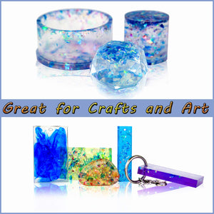 FanAut resina epoxi transparente para arte, manualidades, vasos, fundición y fabricación de joyas 18.5 onzas con 2 cuentagotas, 2 palos, 1 par de guantes y 1 paquete de purpurina de resina - Arteztik