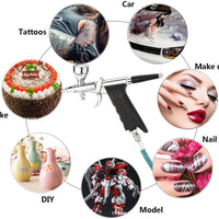 Youteo - Kit de aerógrafo de doble acción con agujas de 0.012 in para tatuaje, maquillaje, arte de uñas, pintura de afición - Arteztik