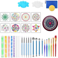 Mandala Juego de herramientas de punteo, kit de herramientas de pintura, pinceles, bandeja de pintura para pintar rocas, colorear, dibujar y dibujar suministros de arte (35 piezas) - Arteztik