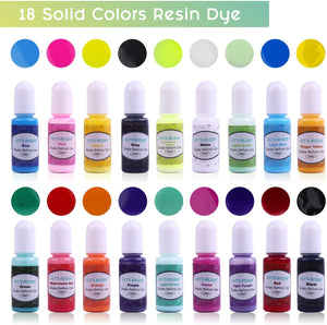 LET'S resina 18 colores pigmento epoxi, resina líquida opaca colorante cada 0.35 oz, resina epoxi no tóxica tinte líquido de color sólido para resina joyería bricolaje manualidades arte hacer - Arteztik