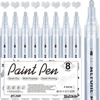 Bolígrafos de pintura acrílica negra – Paquete de 8 rotuladores de pintura negra, bolígrafos de pintura acrílica para pintura de roca, madera, metal, metal, cerámica, graffiti, papel, dibujo, calabazas de plástico, juegos de pintura acrílica a base de agu