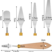 Juego de 5 paletas de cuchillos para pintura acrílica con mango de madera, suministros de pintura, paleta de cuchillos, herramientas para pintura al óleo, lienzo - Arteztik