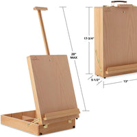 7 elementos de madera de haya, gran mesa de escritorio, caballete, para arte, pintura y dibujo, portátil con almacenamiento - Arteztik