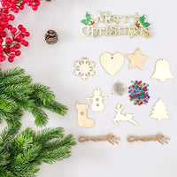 54 piezas de adornos de Navidad de madera sin terminar para manualidades, adornos colgantes de madera sin terminar con campana, decoraciones y adornos de árbol de Navidad - Arteztik