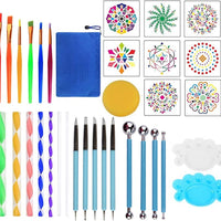 Kit de pintura de mandala, 35 piezas, herramientas de punto, pinceles de pintura, plantilla para pintura de roca, colorear, dibujar y dibujar suministros de arte - Arteztik