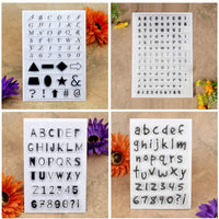 Kwan Crafts 4 hojas de diferentes estilos de alfabeto inglés, carcasa inferior con número de geometría, sellos transparentes para hacer tarjetas, decoración y bricolaje, álbumes de recortes - Arteztik