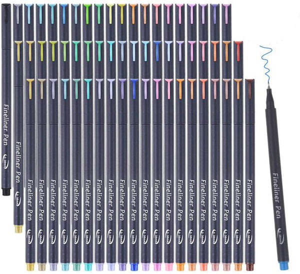 Paquete de 65 bolígrafos de colores para planificador de diario de Tebik, 60 bolígrafos de dibujo de colores surtidos con 5 plantillas diferentes, perfecto para planificador de diario con puntos, calendario, coloración de oficina, suministros escolares - Arteztik