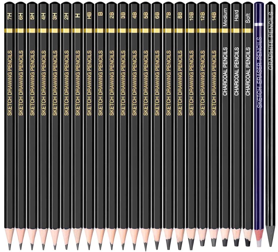 12-Piece Drawing Sketch Pencil Set | 4H To 14B Graded Graphite, Includes Metal Storage Box