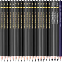 Sketching Pencil Set - 24 Pieces Drawing Sketch Pencil HB,B,2B,3B,4B,5B,6B,7B,8B,10B,12B,14B,H,2H,3H,4H,5H,6H,7H, Includes Charcoal, Eraser, Graphite Pencils for Beginners & Pro Artists - Arteztik