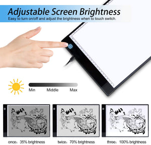 Caja de luz LED A4, trace Light Pad Drawing Adjustable Brightness Tracer, USB Power Ultra Thin Portable Light Pad, adecuado para DIY 5D Diamond Drawing Sketch Pad, con tablero de dibujo LCD - Arteztik