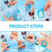 Molde de resina de alfabeto y letras de silicona, moldes de resina de números y letras de resina de moldes de epoxi para hacer herramienta de bricolaje para pendientes llavero accesorio de joyería - Arteztik