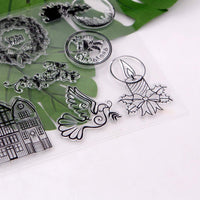 Lote de 7 sellos de silicona transparente con temática navideña para hacer tarjetas y álbumes de recortes - Arteztik