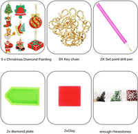 9 piezas de Navidad DIY Diamante Llavero 5D DIY Diamante Pintura Llavero de Navidad Rhinestone Artesanía - Arteztik
