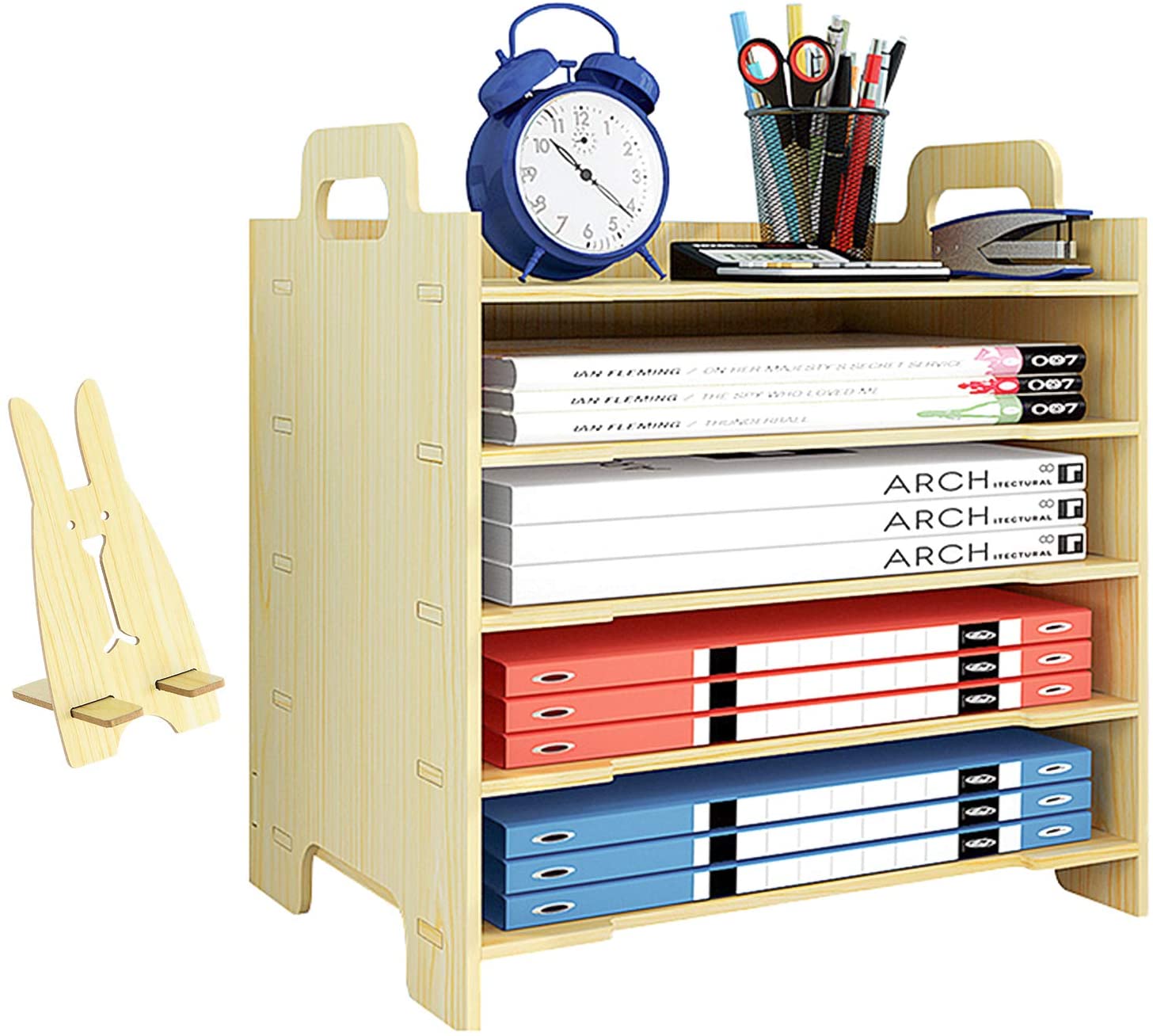 Adir - Organizador de almacenamiento de papel de madera, almacenamiento de  papel de construcción, clasificador vertical de correo de archivos, un