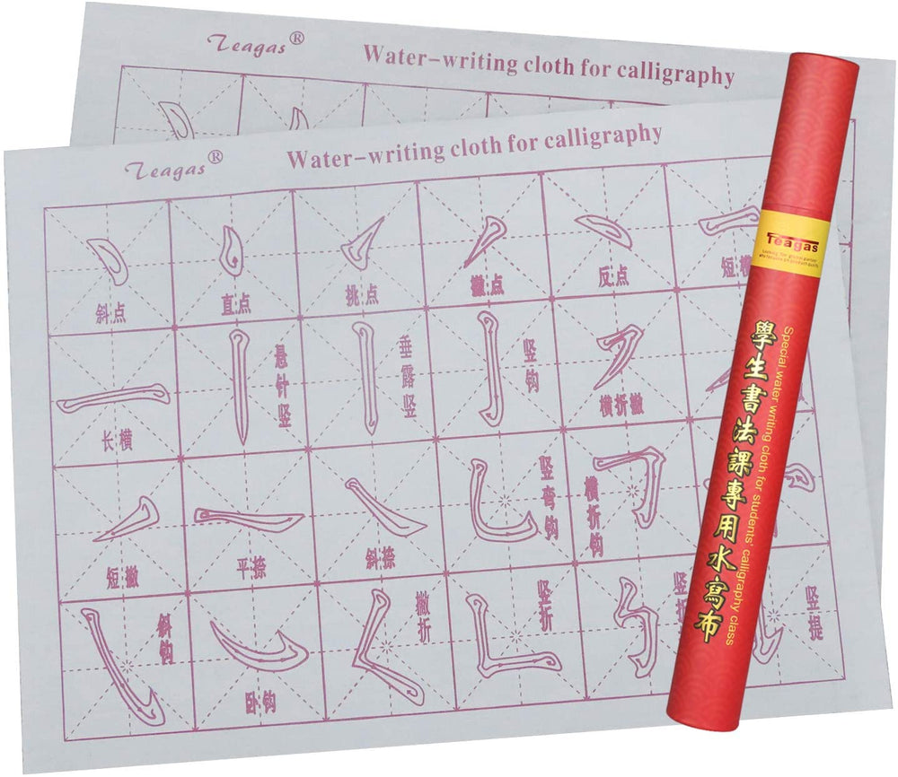 Teagas - Cepillo de caligrafía chino reutilizable para la práctica de caligrafía china, 2 piezas (trazos de escritura) - Arteztik