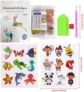 Sinceroduct 5D - Kit de pegatinas de pintura de diamantes para niños y adultos principiantes, para pegar pintura con diamantes por números, fácil de bricolaje, bonitos animales, mundo del mar - 18 piezas - Arteztik