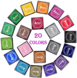 Almohadilla de tinta para huellas dactilares para niños, almohadillas de tinta de arcoíris para manualidades, sellos de goma para pareja, color de bricolaje, regalo para niños y niñas (paquete de 20) (B) - Arteztik
