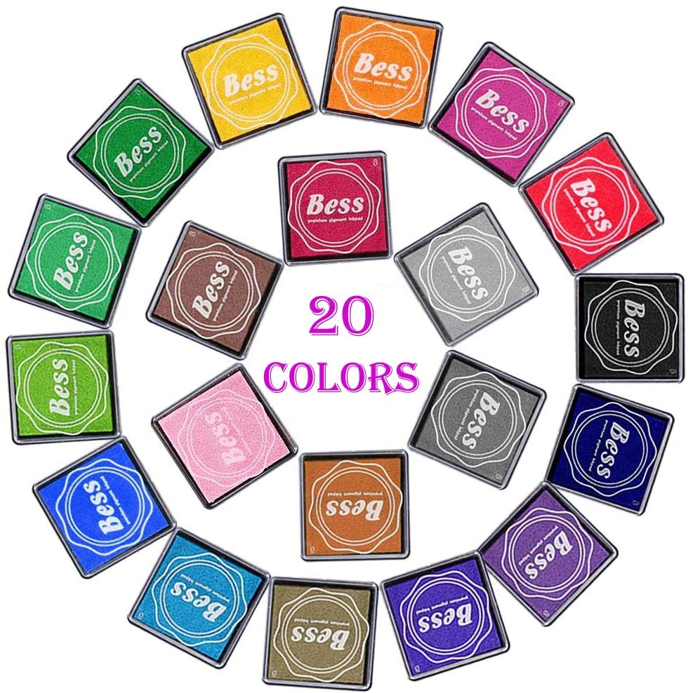 Almohadilla de tinta para huellas dactilares para niños, almohadillas de tinta de arcoíris para manualidades, sellos de goma para pareja, color de bricolaje, regalo para niños y niñas (paquete de 20) (B) - Arteztik