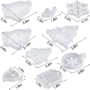 Juego de 9 moldes de resina de silicona con temática navideña, moldes de resina epoxi con forma de campana, para decoración de Navidad y manualidades - Arteztik