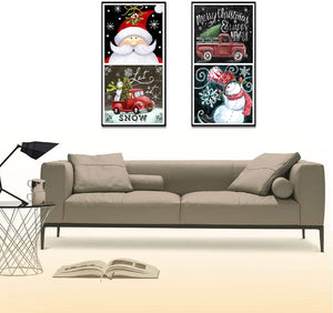 Topus - Kit de 4 piezas de pintura de diamante 5D para hombre de nieve con brocas de estrás bordadas y punto de cruz para decoración del hogar de Navidad - Arteztik