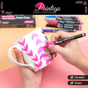 Paintigo - Juego de 12 rotuladores acrílicos con base de agua, punta extra fina de 0.028 in, ideal para vidrio, tela, cerámica, madera, porcelana, lienzo, pintura de roca, taza de bricolaje - Arteztik