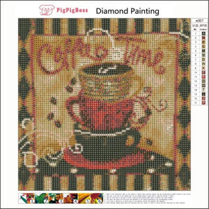 Kit de pintura de diamantes de Coffee Time – PigBoss 5D pintura completa de diamantes por números – bordado de diamante de cristal punto de cruz café decoración de cocina Art regalo para adultos (11.8 x 11.8 pulgadas) - Arteztik