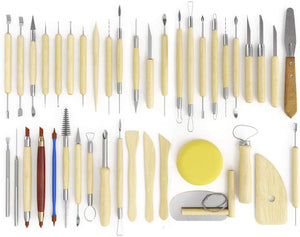 S & E Teacher's Edition - 15 herramientas para esculpir cerámica y arcilla, mango de madera suave, vienen con funda de transporte. - Arteztik