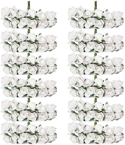 Sorive 144 tarjetas de boda de papel artificial, diseño de rosas (blanco) - Arteztik
