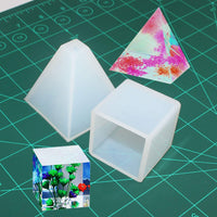 Chistepper - Juego de 4 moldes de silicona para colgar, diseño de cubo de pirámide de resina para bricolaje y colgantes - Arteztik
