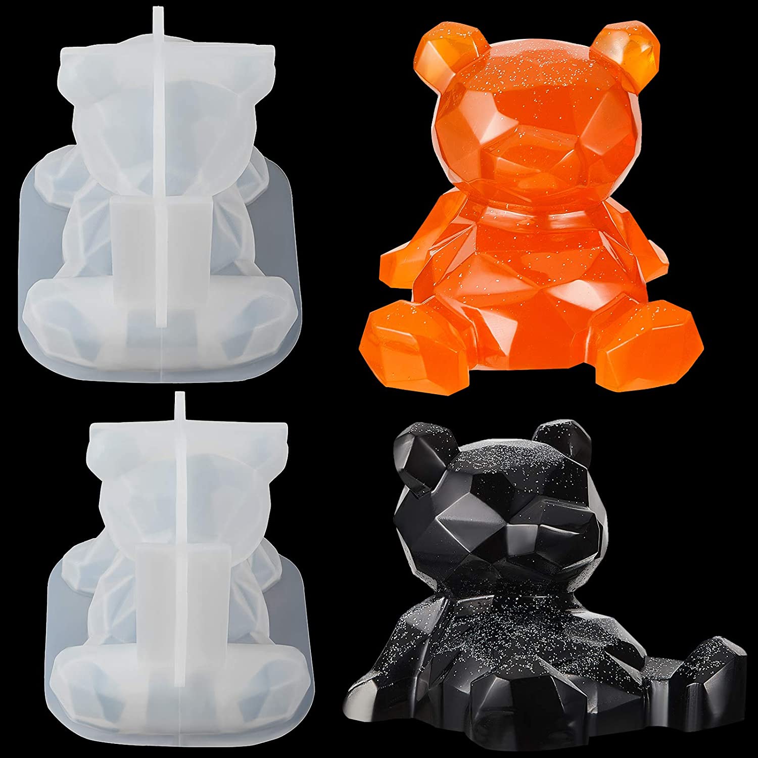 2 piezas de molde de resina de oso epoxi 3D oso moldes de epoxi