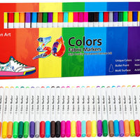 Rotuladores de tela de 30 colores permanentes de pintura de arte set para escribir pintura en camisetas ropa zapatillas zapatillas zapatos de lona, seguro para niños y no tóxico - Arteztik