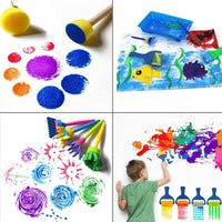 STEFORD - Juego de brochas de pintura con esponja para niños pequeños, 29 piezas de esponjas de espuma para niños, kit de herramientas de pintura para niños pequeños - Arteztik