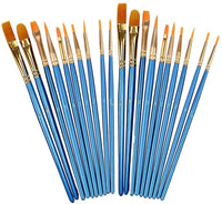 Xubox - Juego de 10 pinceles de pintura acrílicos con punta redonda, de nailon, para artistas, pintura acrílica, pintura al óleo, acuarela, manicura, arte corporal, miniatura y pintura de roca, color azul - Arteztik
