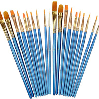 Xubox - Juego de 10 pinceles de pintura acrílicos con punta redonda, de nailon, para artistas, pintura acrílica, pintura al óleo, acuarela, manicura, arte corporal, miniatura y pintura de roca, color azul - Arteztik