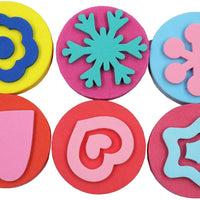 Royee - 6 esponjas de pintura de goma EVA con forma de estrella, corazón, flor, copo de nieve, para dibujar, herramientas de dibujo, accesorios de aprendizaje temprano para niños y niñas - Arteztik
