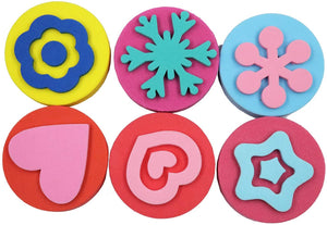 Royee - 6 esponjas de pintura de goma EVA con forma de estrella, corazón, flor, copo de nieve, para dibujar, herramientas de dibujo, accesorios de aprendizaje temprano para niños y niñas - Arteztik