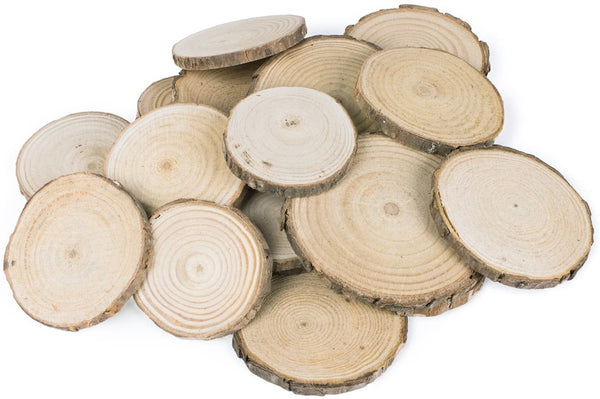 Mini discos de madera de tamaño variado, color natural, para artesanías y manualidades, para decorar hogares y eventos (1.96-3.14 pulgadas, 20 unidades) - Arteztik