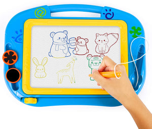 KIKOOTOYS - Divertido tablero magnético de dibujo para niños - Magna Doodle Board con borrable, juguetes para niños pequeños bocetos de escritura colorida borrable, juguete educativo para niños (azul) - Arteztik