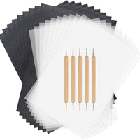 Juego de papel de carbono ASTORON, 150 hojas de papel de transferencia de color negro y papel de calco con 5 herramientas de repujado para lápices, papel de transferencia de carbono para trazar en madera, tela y otras superficies - Arteztik