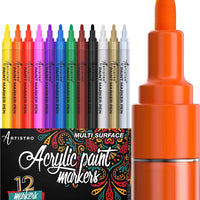 Artistro marcadores acrílicos para múltiples superficies, ideales para vidrio, cerámica, canvas y más, juego de 8, - Arteztik