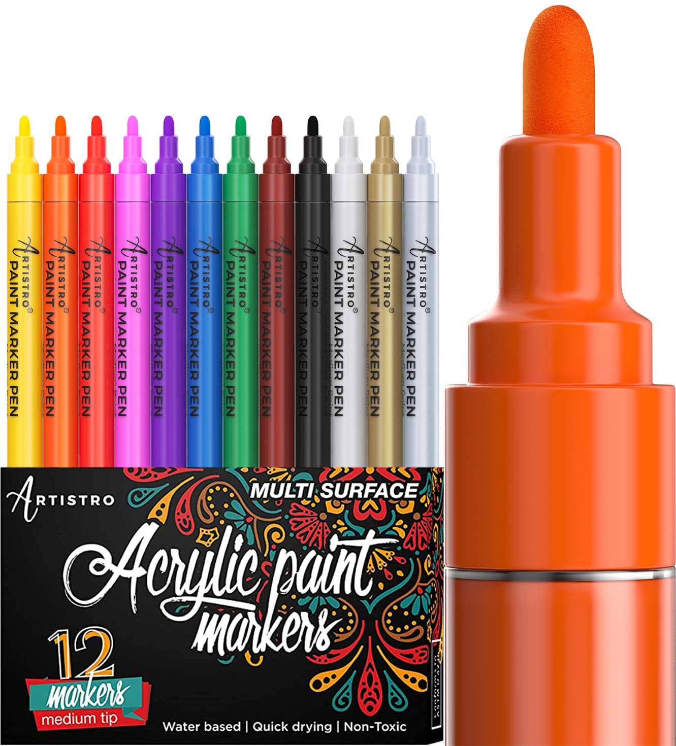 FUMILE - Rotuladores acrílicos en 36 colores. Juego de marcadores ideales  para pintar sobre superficies duras, como vinilo o parqué, madera, metal