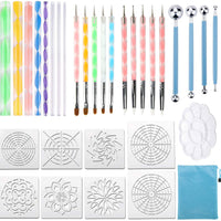 Juego de 32 herramientas de puntería Mandala con una bolsa de almacenamiento impermeable con cremallera azul para pintura de raquetas - Arteztik