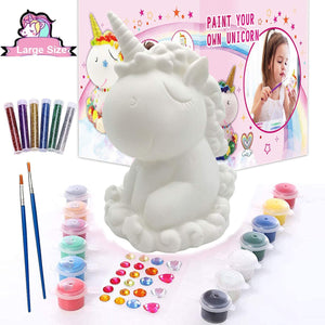 Kids Arts and Crafts (tamaño grande), fácil de pintar tus propios unicornios con purpurina, idea de regalo de unicornio para todas las edades, no se rompe fácilmente, 12 colores no tóxicos - Arteztik