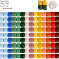 Lanyani Glass Classico - Azulejos de mosaico para artes y manualidades, vidrio suelto opaco de color brillante, 1/2 pulgadas cuadrado, 2 libras a granel - Arteztik