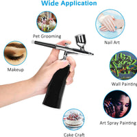 LATITOP Kit de aerógrafo actualizado, mini pistola de aire portátil con kit de compresor de aire silencioso kit de pintura para decoración de tartas maquillaje arte uñas modelo pintura tatuaje manicura - Arteztik