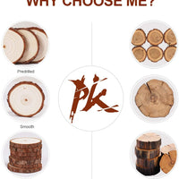 5ARTH - 37 rebanadas de madera natural – Kit de madera sin terminar de 5.0 a 2.4 pulgadas con agujero de madera para artes rebanadas de madera, adornos de Navidad, manualidades - Arteztik